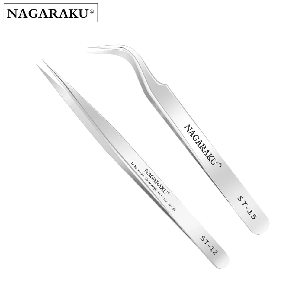 Par de Pinças Alta Precisão - Aço Inoxidável - Nagaraku